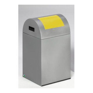 Poubelle pour matières recyclables WSG 40 R, argent avec trappe jaune Var