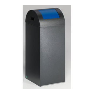 Poubelle pour matières recyclables WSG 55 R, argent antique avec trappe bleu Var