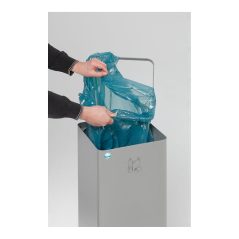 Poubelle pour matières recyclables WSG Quadro 79, argent, tête bleu gentiane Var
