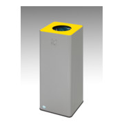 Poubelle pour matières recyclables WSG Quadro 79, argent, tête jaune Var