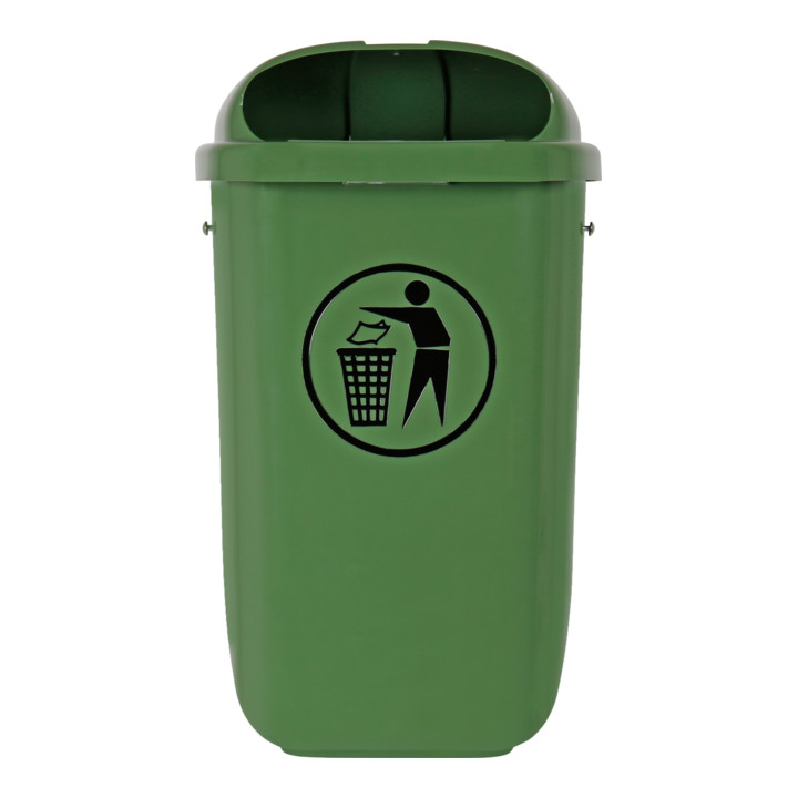 Poubelle STIER avec couvercle anti-pluie, 50 l, vert, lxPxH 432x334x745 mm
