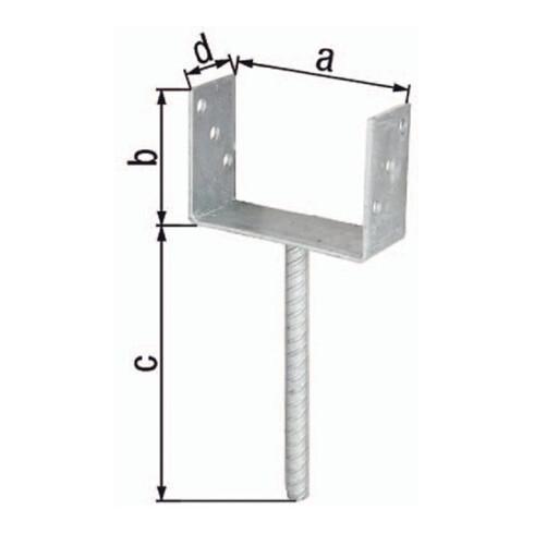 Poutre en U avec ancrage à béton en acier ondulé ETA-10/0210 91x100x100x200x60mm TZN