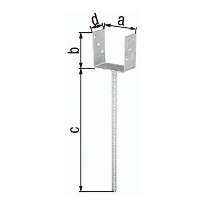Poutre en U avec ancrage en béton en acier ondulé ETA-10/0210 101x100x400x400x60mm TZN
