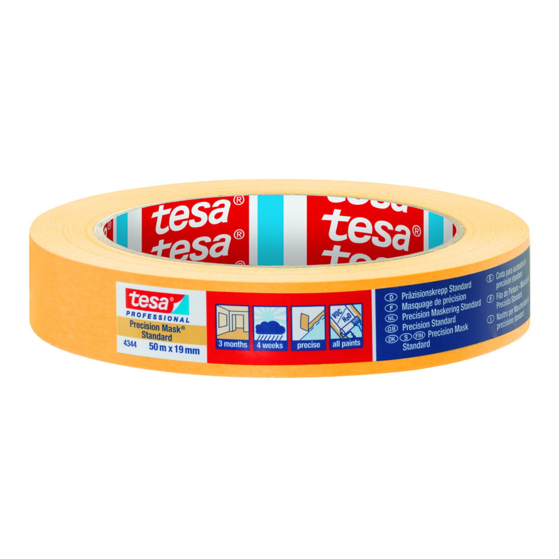 tesa Präzisionskrepp® Standard 4344 Länge 50 m hellbeige glatt