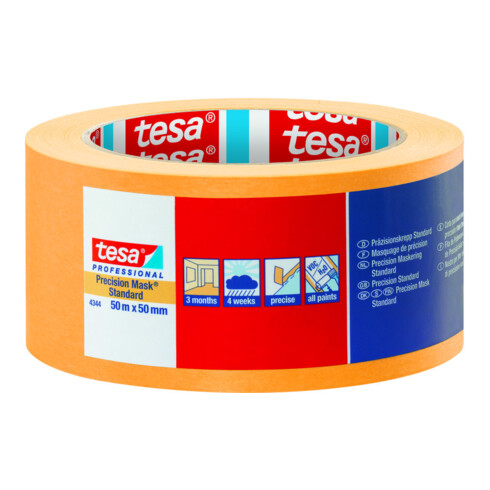 tesa Präzisionskrepp® Standard 4344 Länge 50 m hellbeige glatt