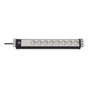 Premium-Line 19" stekkerdoos voor schakelkasten 8-voudig zwart/lichtgrijs 3m H05VV-F 3G1.5 19" formaat