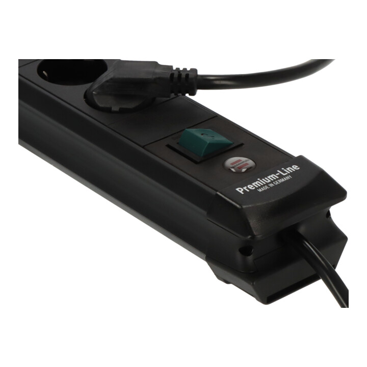 Premium-Line stekkerdoos met USB-laadfunctie 6-voudig zwart 3m H05VV-F 3G1.5