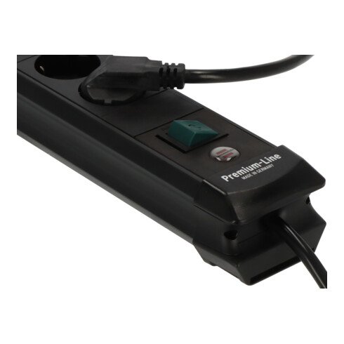 Premium-Line stekkerdoos met USB-laadfunctie 6-voudig zwart 3m H05VV-F 3G1.5