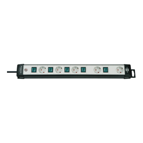 Premium-Line Technik stekkerdoos 5-voudig zwart/lichtgrijs 3m H05VV-F 3G1,5 individueel omschakelbare speciale stekkerdoosindeling voor voedingseenheden