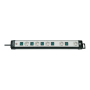 Premium-Line Technik stekkerdoos 5-voudig zwart/lichtgrijs 3m H05VV-F 3G1,5 individueel omschakelbare speciale stekkerdoosindeling voor voedingseenheden