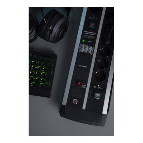 Premium-Protect-Line 120.000A overspanningsbeveiligings stekkerdoos met USB-laadfunctie 14-voudig DUO 3m H05VV-F 3G1,5