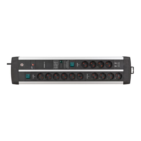 Premium-Protect-Line 120.000A overspanningsbeveiligings stekkerdoos met USB-laadfunctie 14-voudig DUO 3m H05VV-F 3G1,5