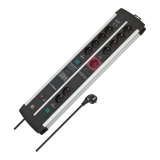 Premium-Protect-Line 120.000A Überspannungsschutz-Automatiksteckdosenleiste mit USB-Ladefunktion 11-fach Duo 3m H05VV-F 3G1,5 1xMaster 4xSlave 4xPermanent