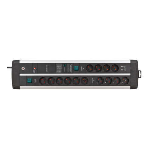 Premium-Protect-Line 120.000A Überspannungsschutz-Steckdosenleiste mit USB-Ladefunktion 14-fach DUO 3m H05VV-F 3G1,5