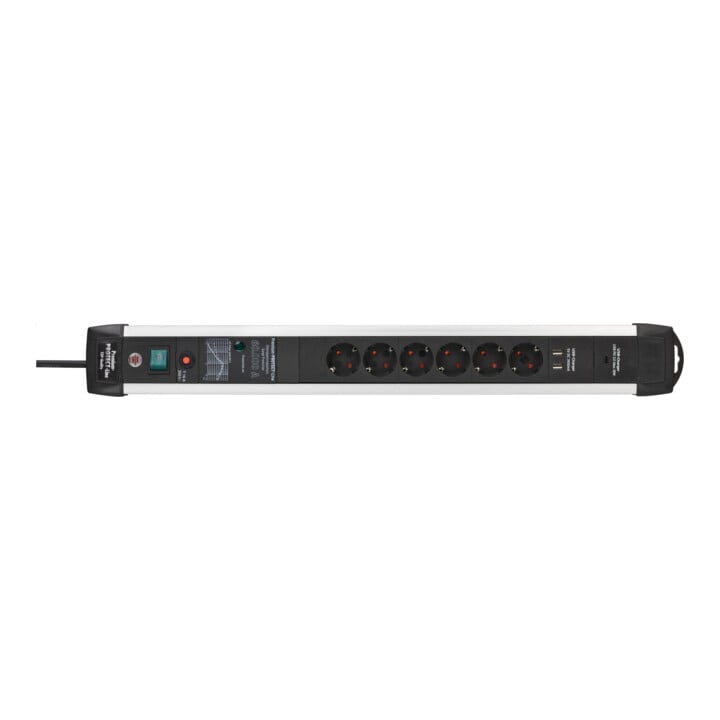Premium-Protect-Line 60.000A Überspannungsschutz-Steckdosenleiste mit Power Delivery USB-Ladefunktion 6-fach 3m H05VV-F 3G1,5
