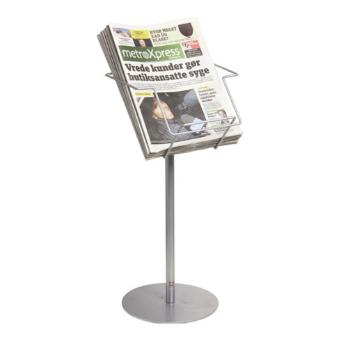 Présentoir de brochures H750xl310 mm mm métal argent avec pied simple
