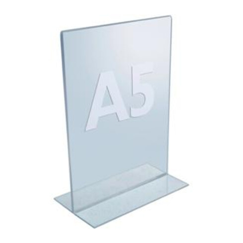 Présentoir de table format DIN A5 en acrylique transparent avec support en T