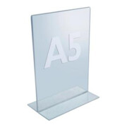Présentoir de table format DIN A5 en acrylique transparent avec support en T-1
