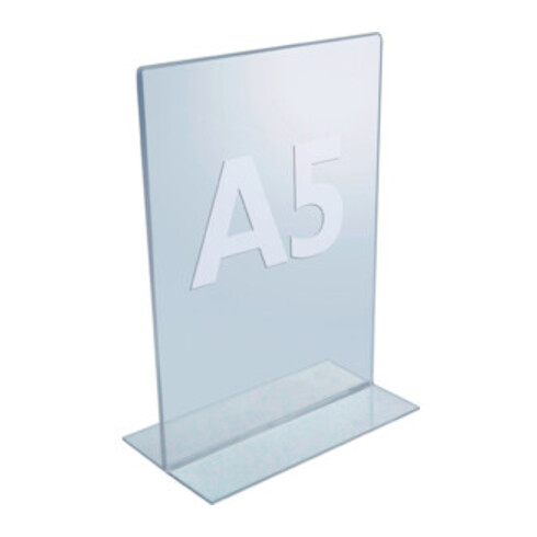 Présentoir de table format DIN A5 en acrylique transparent avec support en T