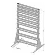Présentoir fixe bilatéral 122 bacs de rangement PS laqué à la poudre gris clair, 1030x1250 mm-5
