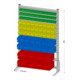 Présentoir fixe unilatéral 74 bacs de rangement PS laqué à la poudre gris clair, 1030x1585 mm