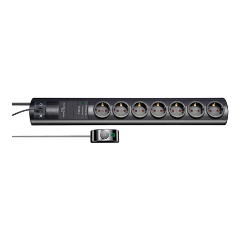 Primera-Tec Comfort Switch Plus 19.500A overspanningsbeveiligings stekkerdoos 7-voudig,2m, 2 permanent, 5 schakelbaar