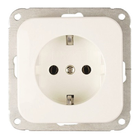Prise de courant avec contact de terre 16 A 250/50V/Hz 250V AC,10/16A blanc pur (similaire à RAL 9010)