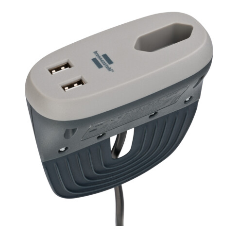Prise de courant pour canapé Brennenstuhl estilo avec fonction de chargement USB (prise de courant pour meubles avec 1 prise Euro et 2 chargeurs USB, bandeau de prises avec rail de maintien) anthracite/gris