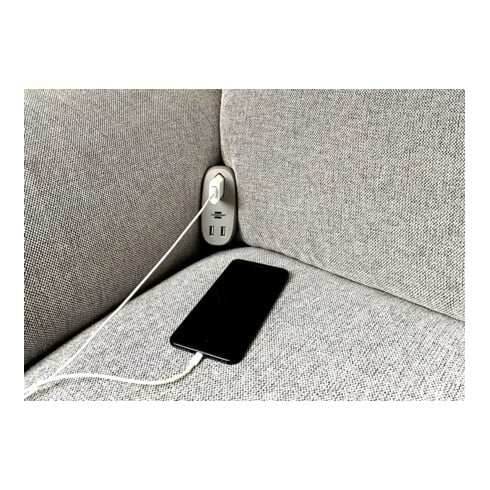 Prise de courant pour canapé Brennenstuhl estilo avec fonction de chargement USB (prise de courant pour meubles avec 1 prise Euro et 2 chargeurs USB, bandeau de prises avec rail de maintien) anthracite/gris