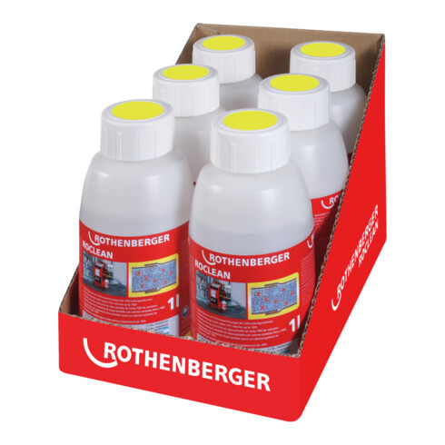 Produits de nettoyage Rothenberger ROPULS ROCLEAN pour conduite d'eau potable 1 l 6 bouteilles, en carton