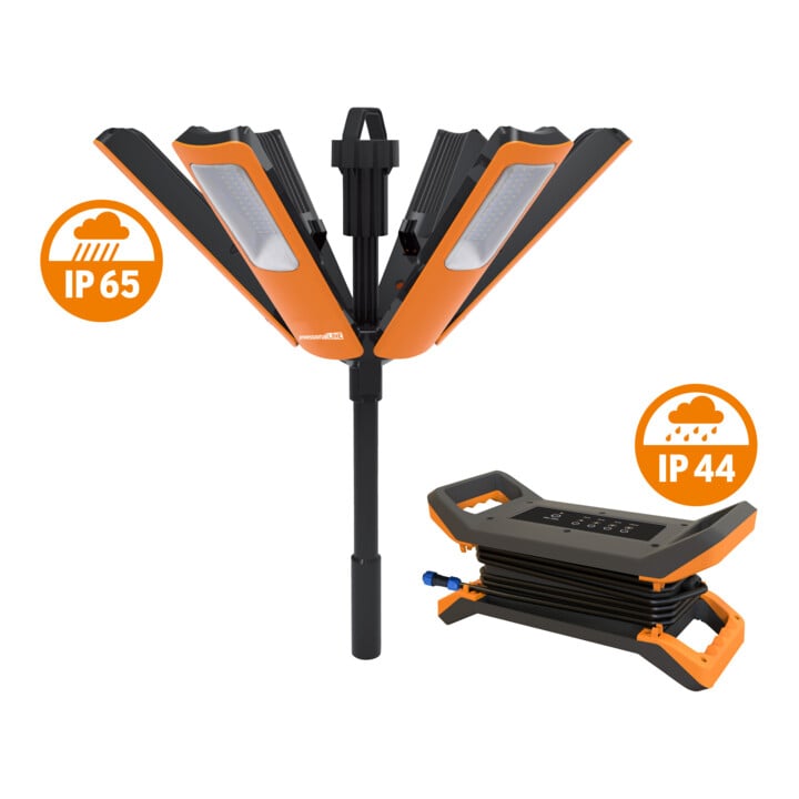 professionalLINE 360° LED Baustrahler R23050 6,7m H07RN-F2x1,0 + 3,3m H05RN-F 2x1,0, 23500lm