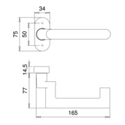 Profiltürdrückerlochteil 1133/2033 VA EST ov.8mm gekr.EDI-4