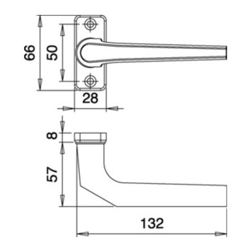 Profiltürdrückerlochteil 3314/0000 Alu.F1 ktg.8mm gekr.EDI