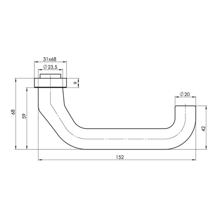 Profiltürdrückerlochteil OGRO 8100V AL 8mm Alu.F1 schräg OGRO