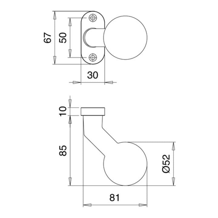 Profiltürknopf 1332/0000 Material Alu.F1 EDI