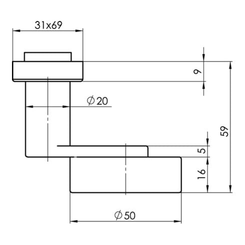 Profiltürknopf OGRO 3020A/6620 ER re.zgd.Material VA ER fest OGRO