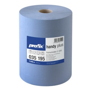 profix Putztuch handy plus L.380×I360mm bleu, 2 couches, 500 pièces/rouleau