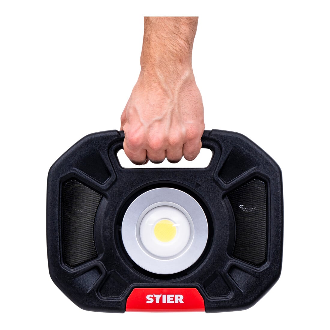Projecteur de chantier à LED COB sans fil STIER, 4 000 lumens, 40 W, avec haut-parleur Bluetooth