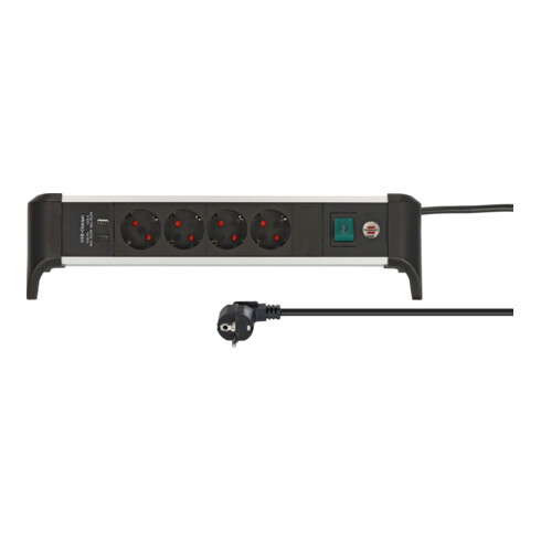 Prolongateur multiprise Brennenstuhl Alu-Office-Line avec chargeur USB Power Delivery USB 4 prises 1,8m H05VV-F 3G1,5