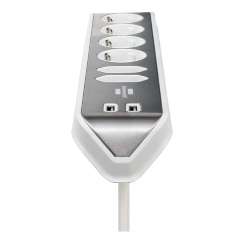 Prolongateur multiprise Brennenstuhl estilo avec fonction de charge USB 6 voies 4x Prises de contact de protection& 2x Euro argent/blanc