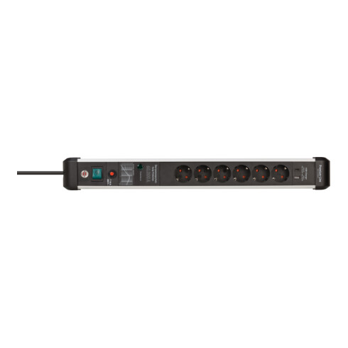 Prolongateur multiprise Brennenstuhl Premium-Protect-Line avec parasurtenseur 60.000A avec chargeur Power Delivery USB 6 prises 3m H05VV-F 3G1,5