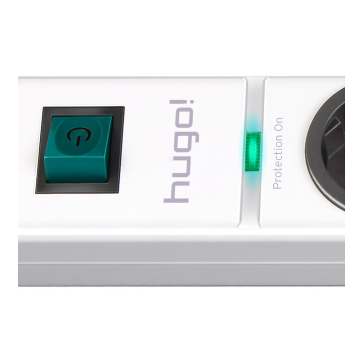 Prolongateur multiprise hugo! avec parasurtenseur 19.500A 4 prises blanc 2m H05VV-F3G1,5