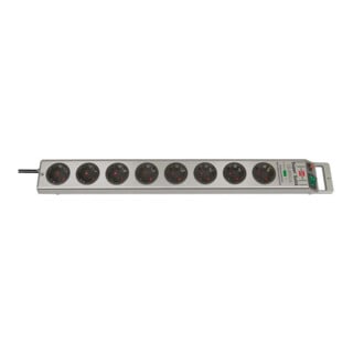 Prolongateur multiprise Super-Solid avec parasurtenseur 13.500A 8 prises argent 2,5m H05VV-F 3G1,5