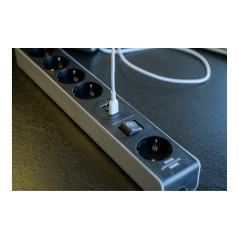 Prolongateurs multiprise Brennenstuhl avec USB C Power Delivery 5 prises gris/noir