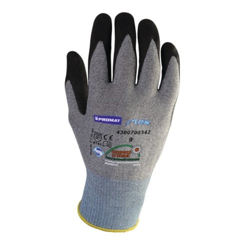 Promat Handschuhe Gr. 9 Flex Nylonstrick + Nitrilbeschichtung schwarz o. Noppen