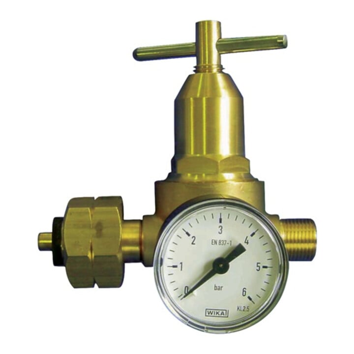 Propankleindruckregler m.Manometer 0,5-6bar 18 kg/hW 21,8x1/14Zoll LH KAYSER