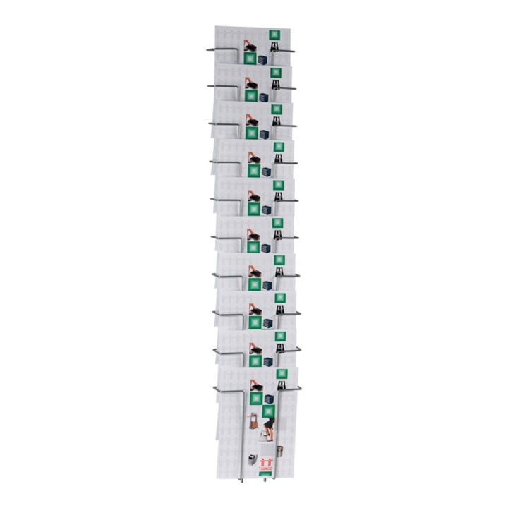 Prospekthalter 10 Fächer DIN A4 f.Wandbefestigung H1152xB232xT75mm Draht silber