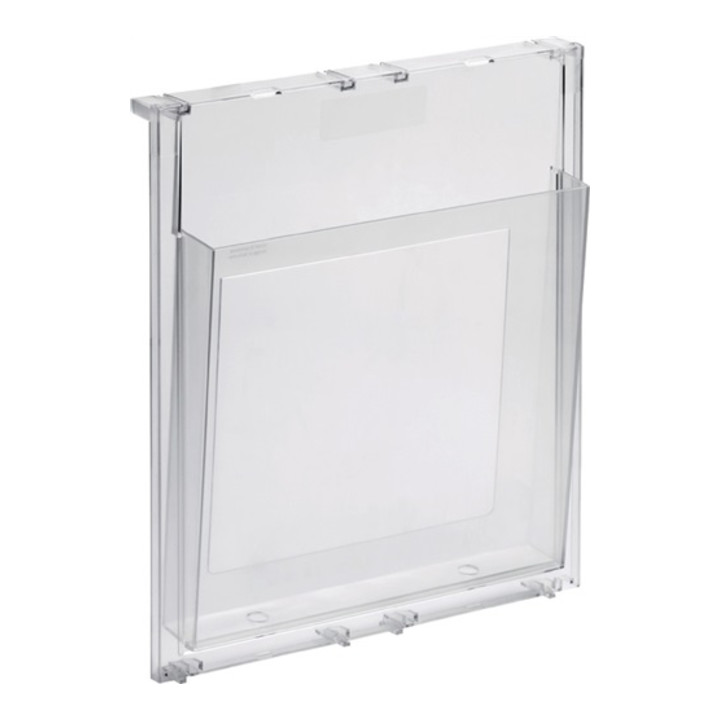 Prospekthalter DIN A4 H326xB280xT59mm Acryl transp.Füll-T.35mm f.Wandmontage