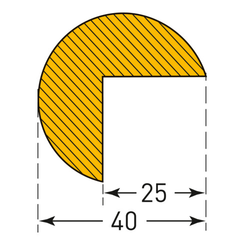 Protection antichoc Moravia MORION arête circulaire 40 x 40 mm longueur 5000 mm jaune/noir