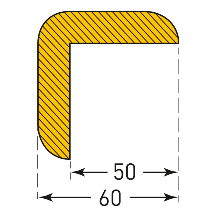 Protection antichoc Moravia MORION protection d'angle de chant 60/60 mm longueur 1000 mm noir/jaune